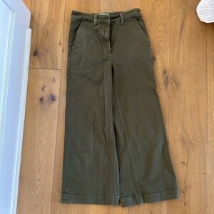 everlane, army green wide leg pants, size 4, good condition